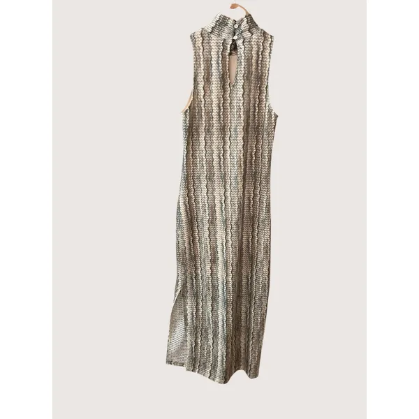 Skies Are Blue Crochet Mock Neck‎ Sleeveless Maxi Dress 96225 Beige XS NEW - Image 6