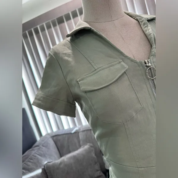 🍒🌸AMTIOUS green zip front denim dress✨ - Image 7