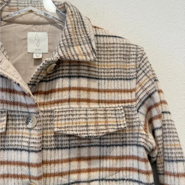 JOIE Brushed Plaid Boxy Jacket size‎ XS Shacket - Image 4