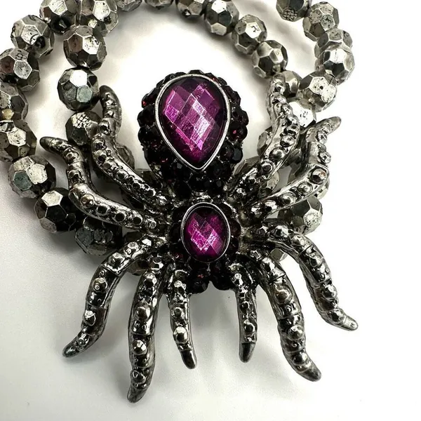 Silver tone purple rhinestone spider bracelets - Image 3