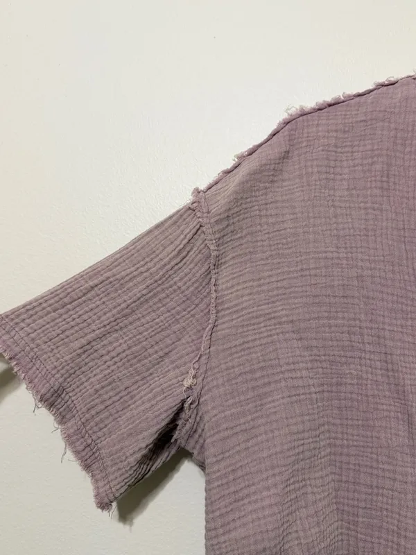 POL Gauze Purple Boho Top Size Small Cropped Oversized Cotton Beach - Image 5