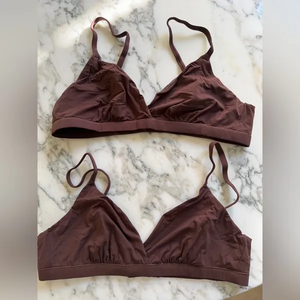 NWOT Quince Second Skin Crossover Bralette (2-pack) in Brown Cocoa Sz Large - Image 5
