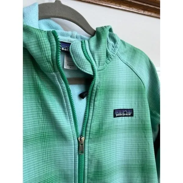 Patagonia Women's Small Green‎ Striped Hooded Fleece Lined Jacket Coat - Image 3