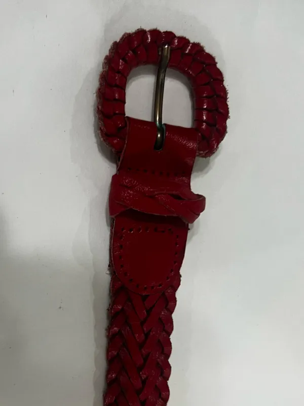 Genuine Leather Braided Belt Red Made in Argentina Western Boho - Image 4