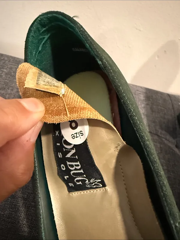 Fashion Bug Dark Green Suede Block Heel Pumps Size 8 - Image 7