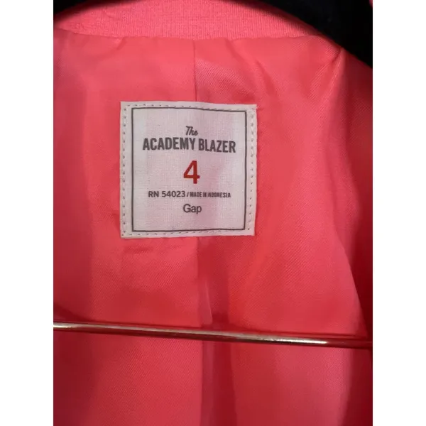 Gap Academy Neon Pink Gray‎ Trim Blazer Jacket Sz 4 - Image 3