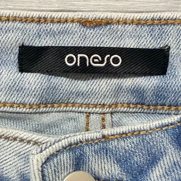 Oneso Los Angeles Mid Rise Wide Leg Jeans Light Wash Blue OSW8001 Size 24 - Image 7