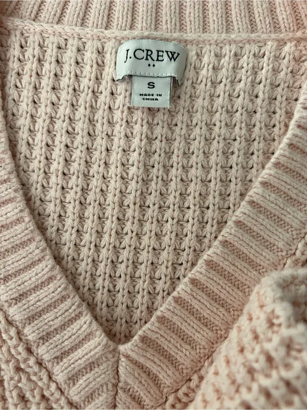 J.Crew Preppy & Cozy Women's V-Neck Waffle Knit Sweater in Soft Pink Small - Image 5