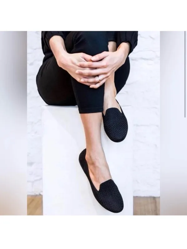 BIRDIES The Starling Loafers in Black Woven Mesh Vegan Leather size 9.5 - Image 2