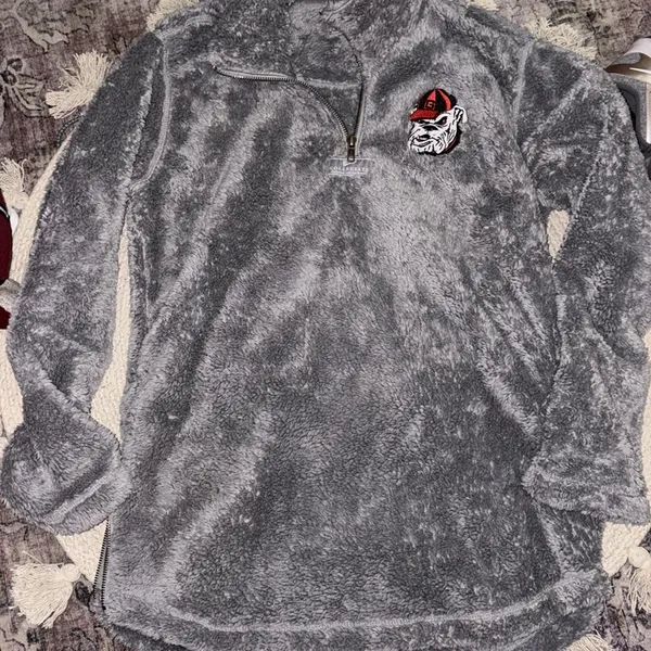 Collegiate Outfitters Georgia Bulldogs collegiate Sherpa side zip Gray Fleece Quarter-Zip Pullover - Image 2