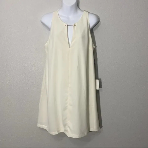 Lulus Near Or Bar Cream Shift Dress Nwt Woman's Size Medium Spring - Image 2