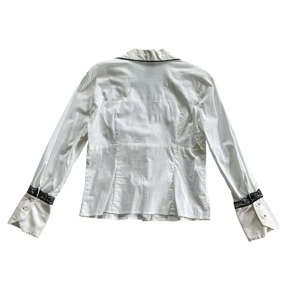 Lace Button Down Collared Top Y2K Office Siren Contemporary Preppy Professional - Image 6