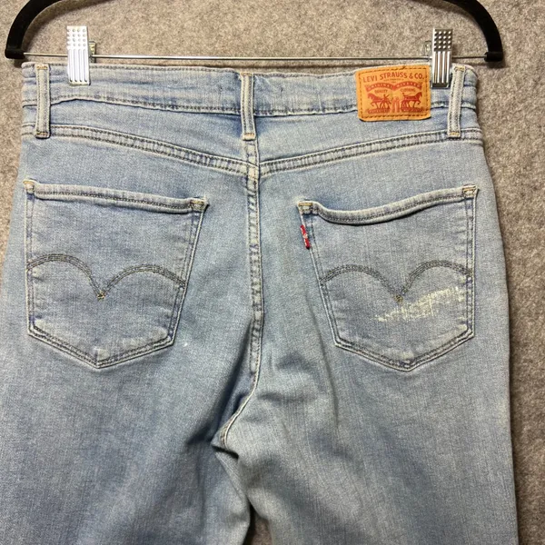 Levis 721 High Rise Skinny Jeans Distressed Ripped Light Wash Size‎ 30 Raw Hem - Image 9