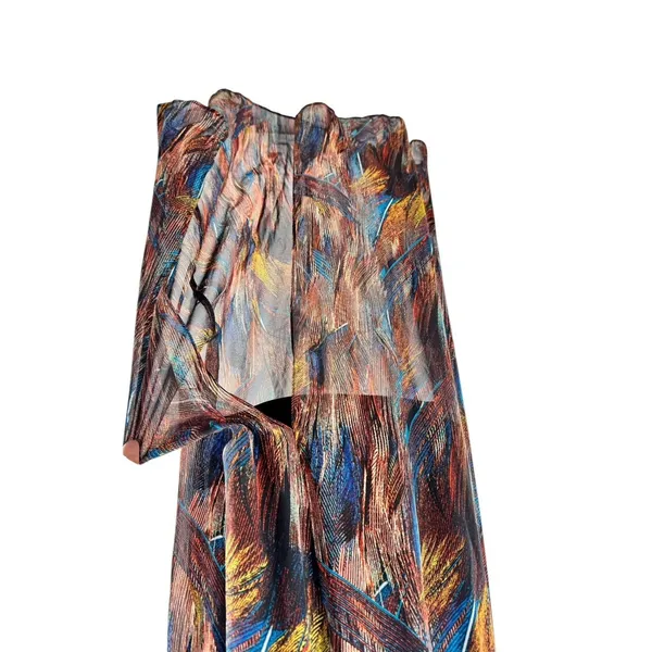 GUESS Jet Black Multi Maxi Dress Size L NWT Halter Neck Backless Boho Glam‎ - Image 3