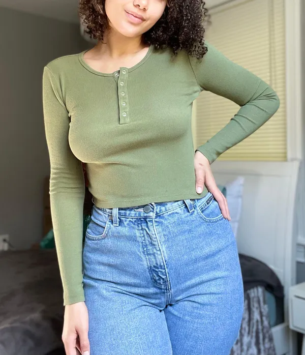Forever 21 Green Button Down Long Sleeve Shirt - Image 3