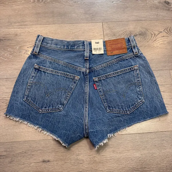 Levi's‎ Premium 501 Original High Rise Distressed Denim Shorts Medium Wash Sz 27 - Image 2