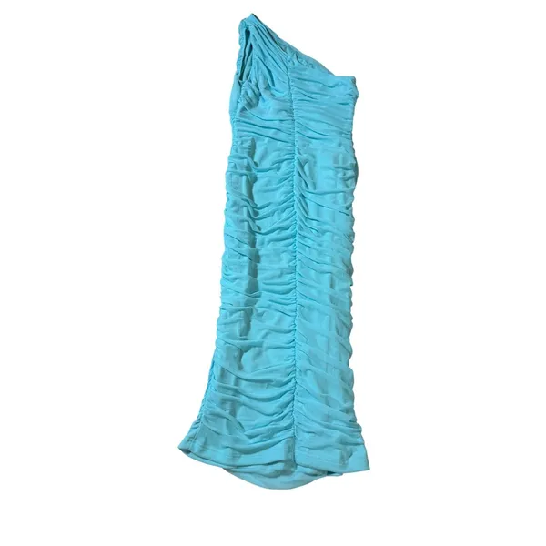 NWOT OYS Light Blue Ruched Midi One Shoulder Dress Size Large Formal‎ Sexy - Image 4