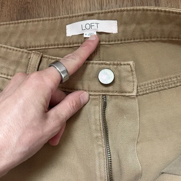 Loft Women's Tan Brown Canvas Wide Leg Utility Pants Size 4‎ - Image 3