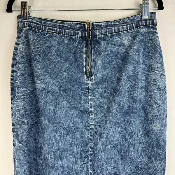 Judy Blue Denim Midi Maxi Skirt Sz 1XL Acid Wash Stretch High Slit A Line - Image 10