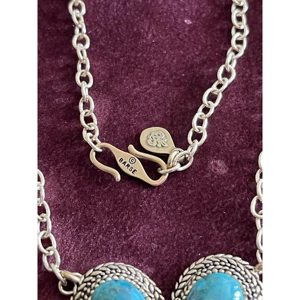 Barse Cactus Flower Turquoise Cluster Pendant Necklace and earrings - Image 3