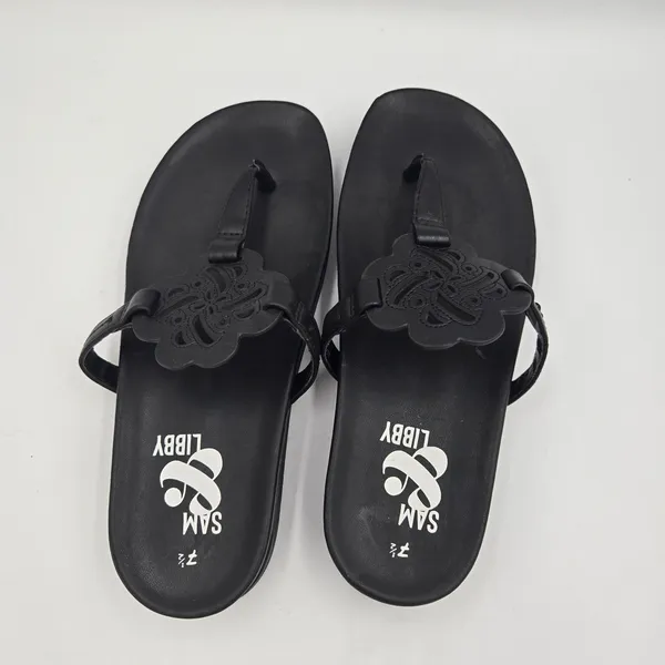 Sam & Libby Flip Flops Womens Size 7.5 Black Alexandra Thongs Summer Whimsygoth - Image 2