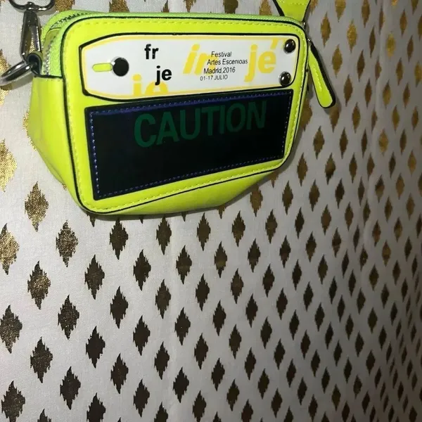 Neon yellow fluorescent green Cross body bag purse Fanny pack caution student dr - Image 4