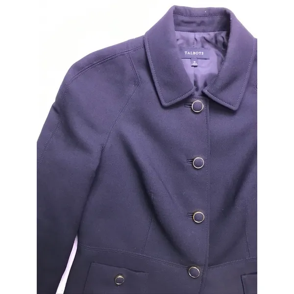 Talbots Wool Blend Blazer Women 10 Black Gold Button Collared Professional - Image 6