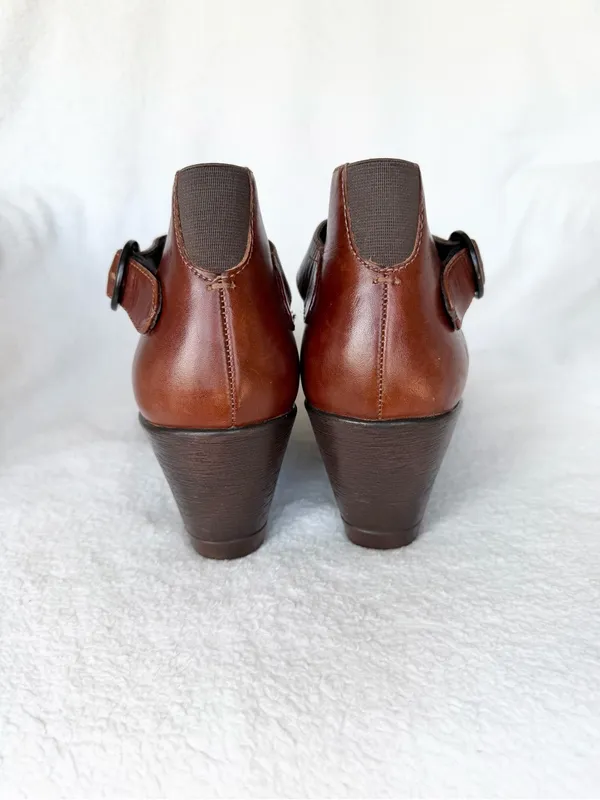 Dansko Womens Rebel Wedge Pump 39 Mary Jane Buckle Casual Heels Leather Brown - Image 4