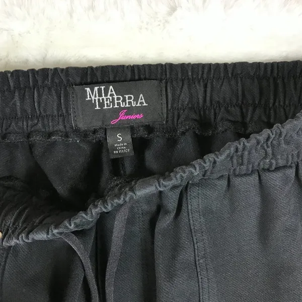 Black Elastic Waist Lightweight Joggers Pants SMALL - Image 4