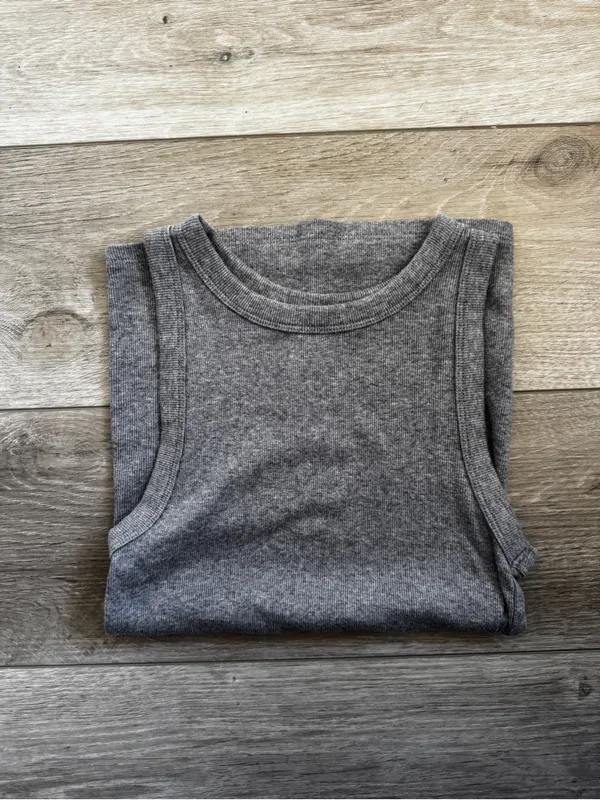 a new day Gray Ribbed Tank Top - Image 3