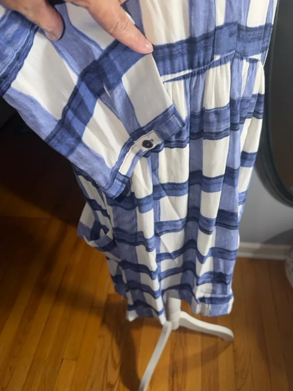 Maeve Blue and White Plaid Drawstring dress - Image 4