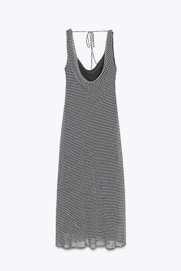 Zara Sleeveless Black & White Polka Dot Maxi Dress - Image 9