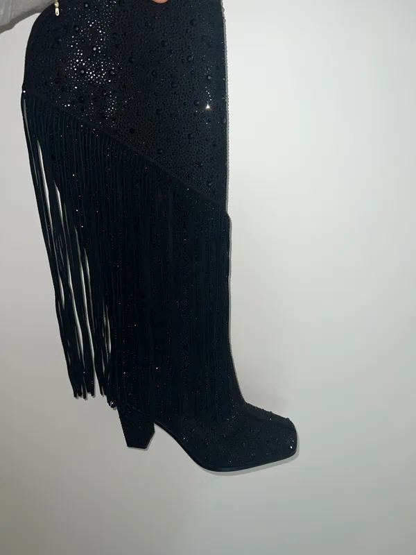 Fringe Tall Bedazzled Boots - Image 11