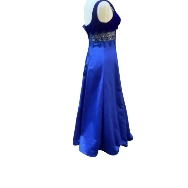 VTG ZumZum Prom Dress Gown 3/4 Blue Velvet Unconventional Lace Formal‎ Glam 90s - Image 7