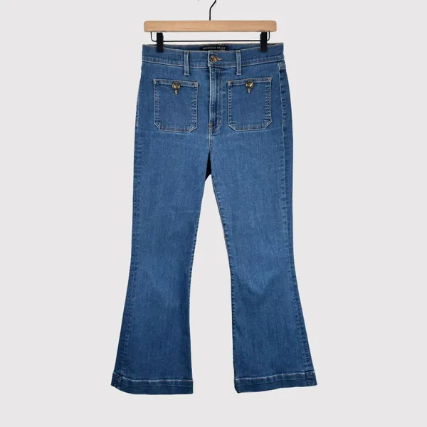 VERONICA BEARD Womens Jeans Blue Denim Carson Ankle Flare High Rise Size 30 - Image 2