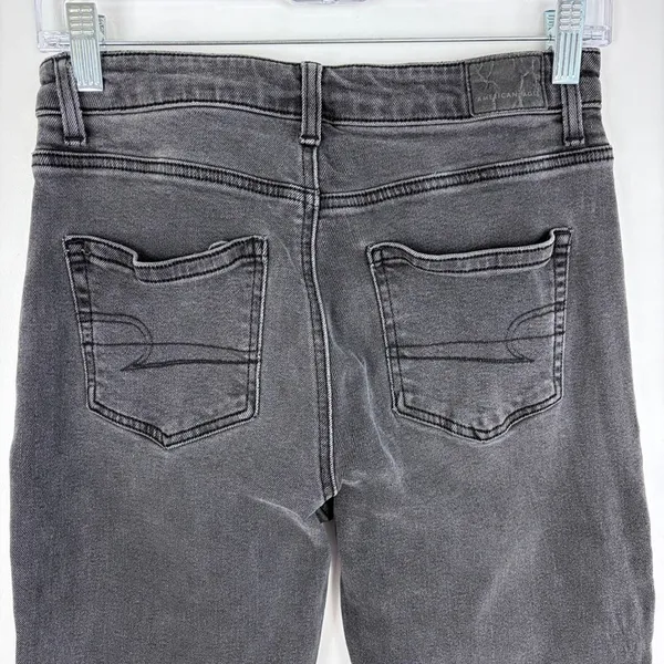 American Eagle‎ Stretch Mom Jeans Black Grunge Casual Classic Denim Size 4 - Image 7