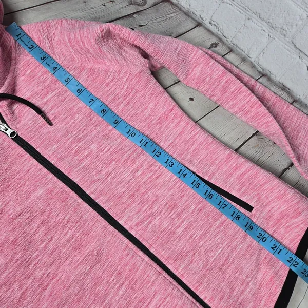 Gym + Coffee Pink Fleck Heathered Full Zip Hoodie‎ Jacket Athleisure Women Small - Image 11