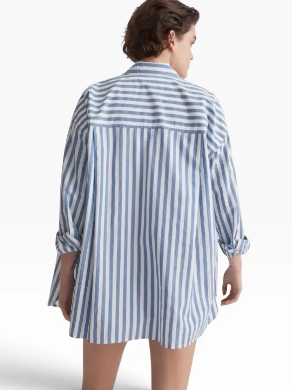 Madewell stripped Blue White Oversized Lagenlook Button Down Long SZ XL #2677 - Image 2