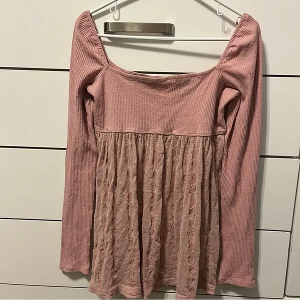 Free People Nitara Pale Pink Tunic Top Mesh - Image 2