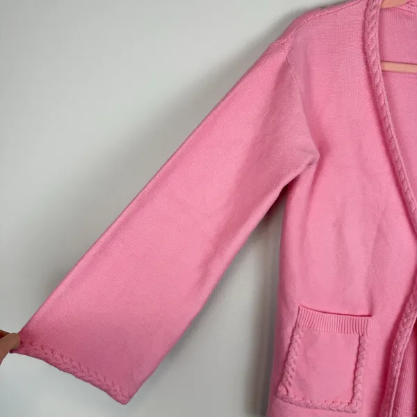Avara‎ Jada Pink Braided Trim Knit Cardigan Size XS - Image 5