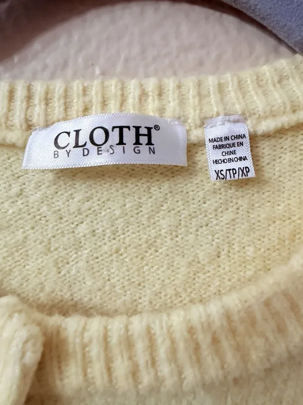 Cloth by Design Yellow Solid Knit Button Front Crew Neck Cardigan Sweater XS - Image 7