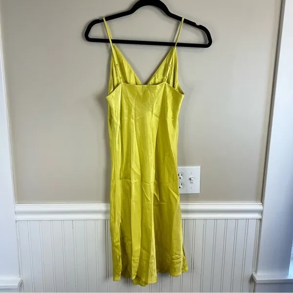 NWT Euro Summer Chartreuse Yellow V-Neck Slip Dress XS - Image 11