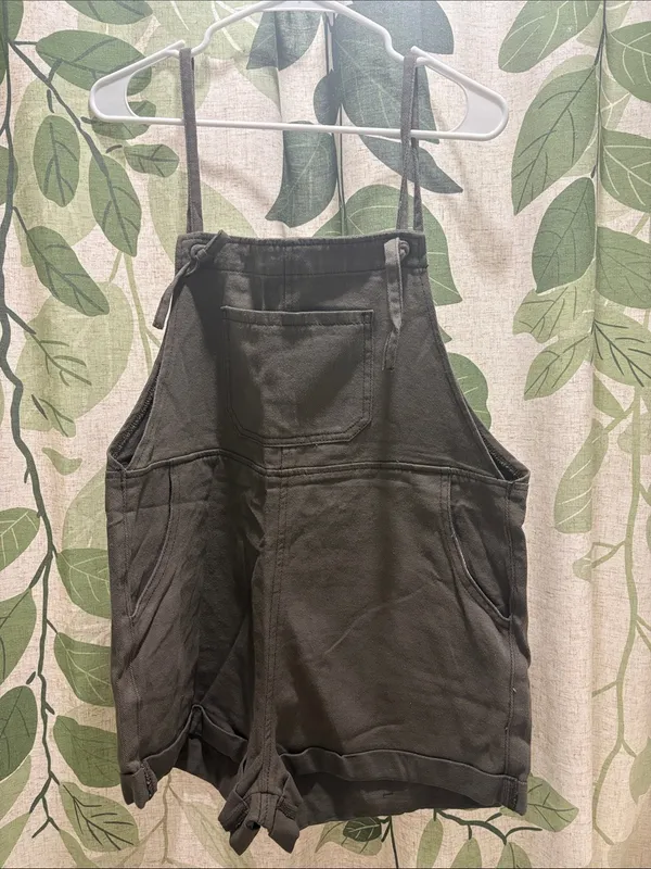 Cider Olive Green Short Denim Overalls - Image 4