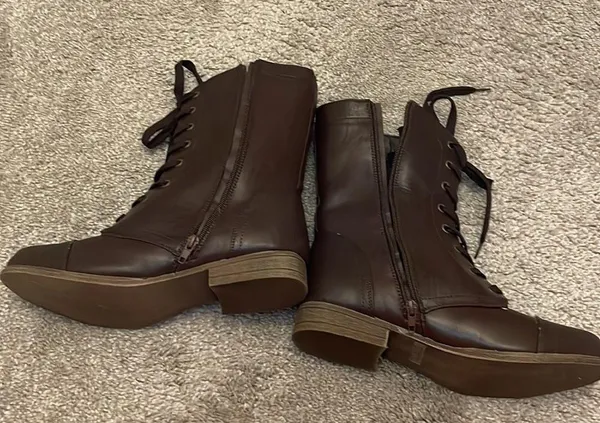 Rasolli brown lace up combat style boot 1.5 inch heel - Image 7