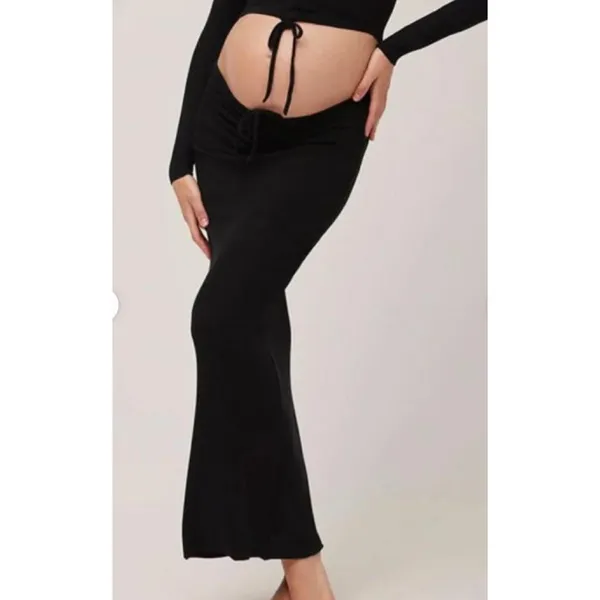 Bumpsuit Soft Rib Maxi Skirt Maternity Womens Large Black - Image 2
