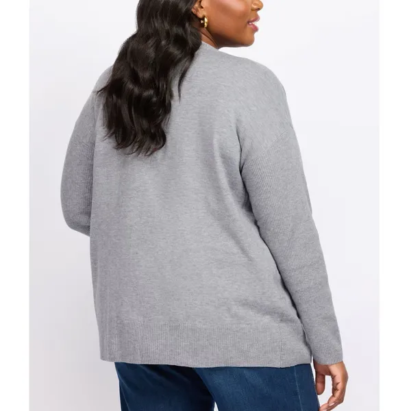 BOBEAU Stitch Fix Button Front Cardi Pocketed Preppy Sweater Womens Sz 1X Gray - Image 3