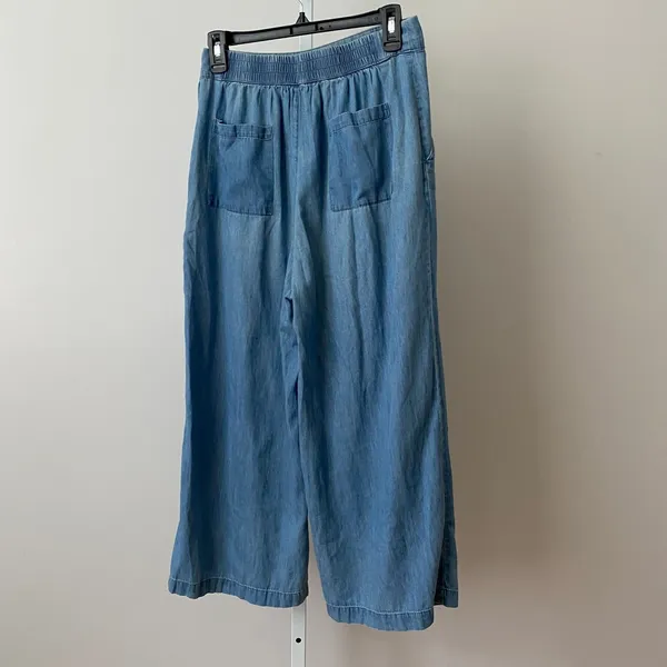 BP Nordstrom Designer Luxury Old Money M‎ Blue Wide Leg Culotte Pants High Waist - Image 7