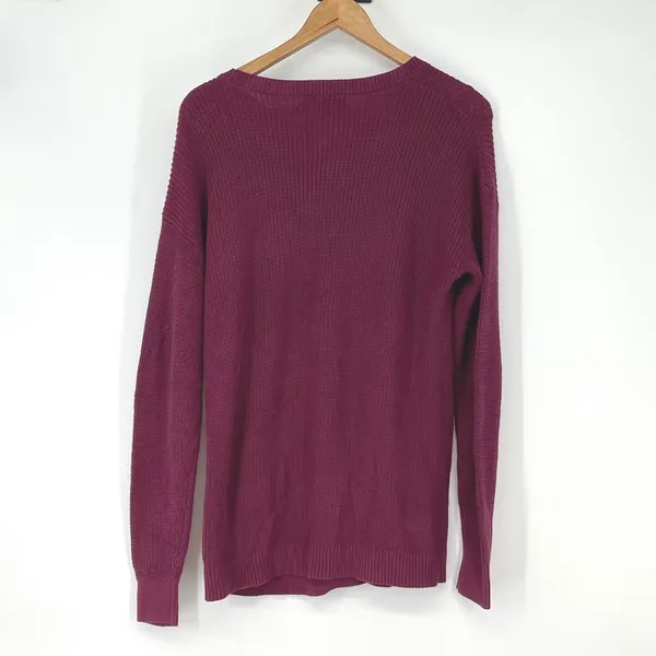 Banana Republic NWT Cable Knit Sweater‎ Berry Wine Purple Long Sleeve M - Image 2