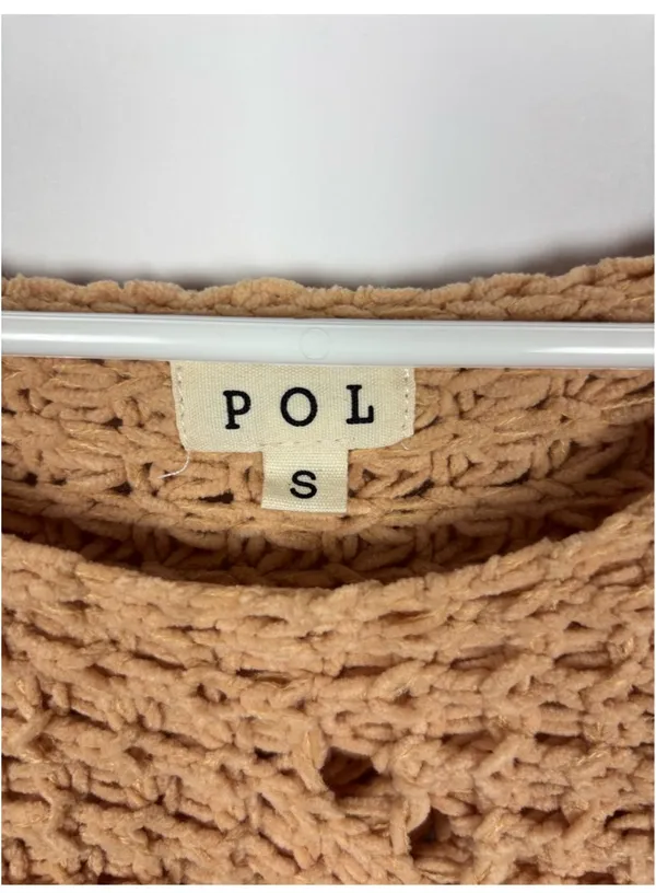 Pol Sweater Dolman Flare Sleeve Beige Knit Cropped Size Small - Image 5