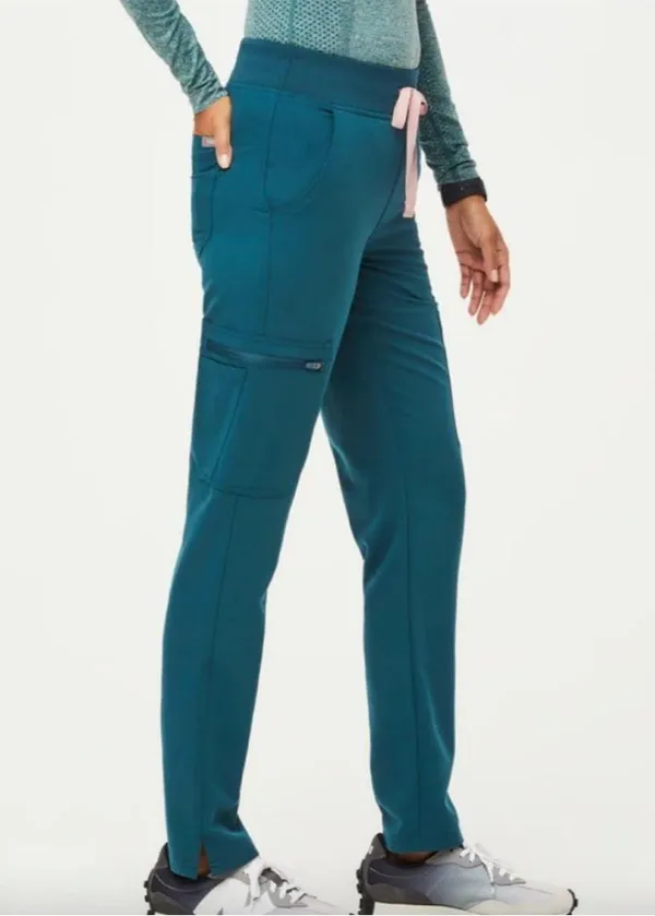 Womens New Figs High Waisted Yola W Yoga Scrub Pants Caribbean Blue 5XLR - Image 2